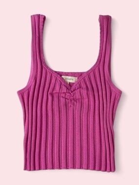 LA Hearts Pink Knit Sweetheart Neckline Tank Top XS